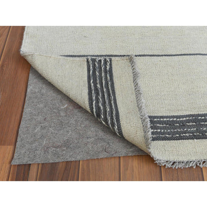 Flat Weave Wool Hand Woven Rug Grey No Border 12.5X14.10 -O060124