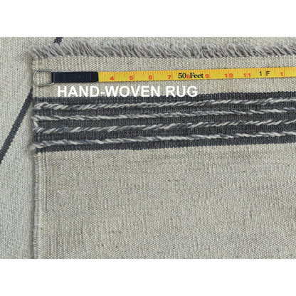 Flat Weave Wool Hand Woven Rug Grey No Border 12.5X14.10 -O060124