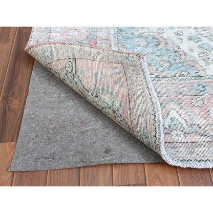 White Wash Vintage & Silver Wash Worn Wool Hand Knotted Rug Red Red 6.8X9.8 -O060183