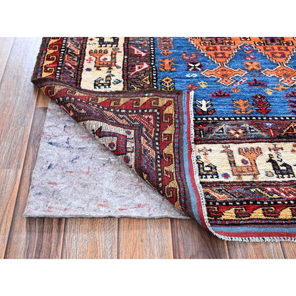 Kazak Wool Hand Knotted Rug Blue 4.2x6.1 -O0601
