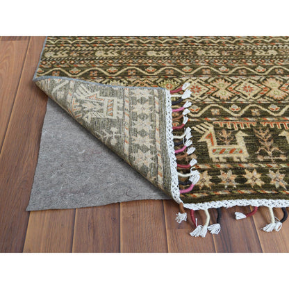 Kazak Wool Hand Knotted Rug Green No Border 4.0X5.9 -O060270