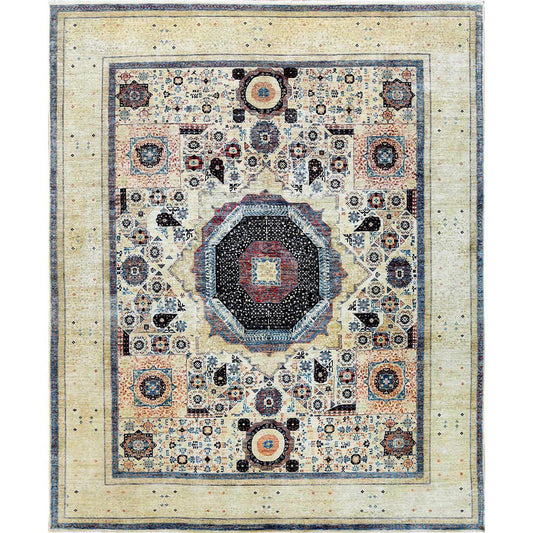 Mamluk Worn Wool Hand Knotted Rug Ivory Ivory 11.9X14.3 -O060282