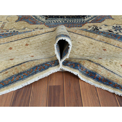 Mamluk Worn Wool Hand Knotted Rug Ivory Ivory 11.9X14.3 -O060282