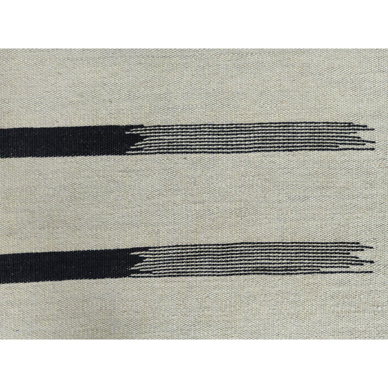 Flat Weave Wool Hand Woven Rug Black No Border 12.0X15.1 -O060302