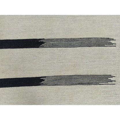 Flat Weave Wool Hand Woven Rug Black No Border 12.0X15.1 -O060302