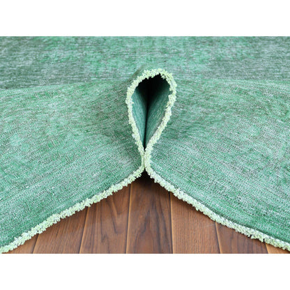 Overdyed & Vintage Worn Wool Hand Knotted Rug Green Light Green 9.7X12.5 -O060305