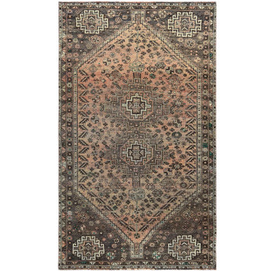 Overdyed & Vintage Worn Wool Hand Knotted Rug Brown Brown 4.4X7.5 -O060551