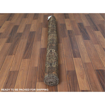 Overdyed & Vintage Worn Wool Hand Knotted Rug Brown Brown 4.4X7.5 -O060551