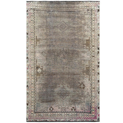 Overdyed & Vintage Worn Wool Hand Knotted Rug Beige Beige 4.5X7.2 -O060553