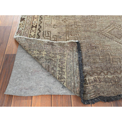 Overdyed & Vintage Worn Wool Hand Knotted Rug Beige Beige 4.5X7.2 -O060553