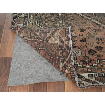 Overdyed & Vintage Worn Wool Hand Knotted Rug Brown Ivory 4.8X7.7 -O060575