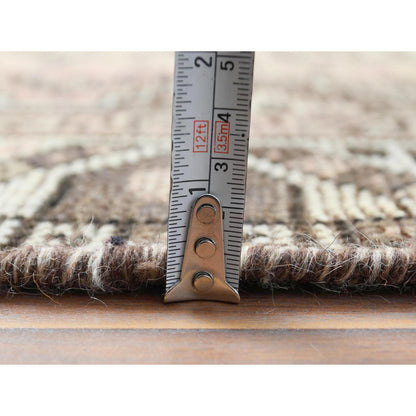 Overdyed & Vintage Worn Wool Hand Knotted Rug Brown Ivory 4.8X7.7 -O060575