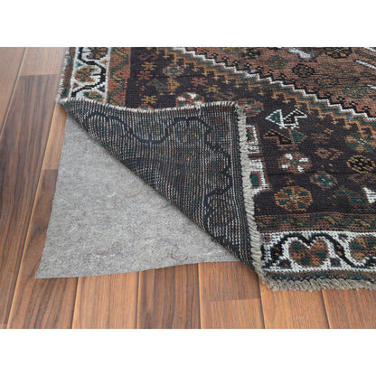 Overdyed & Vintage Worn Wool Hand Knotted Rug Red Ivory 4.8X8.2 -O060592