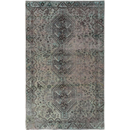 Overdyed & Vintage Worn Wool Hand Knotted Rug Grey Gray 5.0X8.0 -O060599