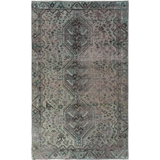 Overdyed & Vintage Worn Wool Hand Knotted Rug Grey Gray 5.0X8.0 -O060599