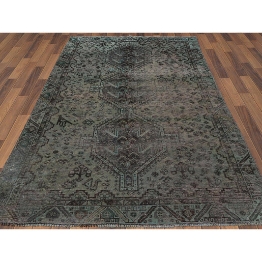 Overdyed & Vintage Worn Wool Hand Knotted Rug Grey Gray 5.0X8.0 -O060599