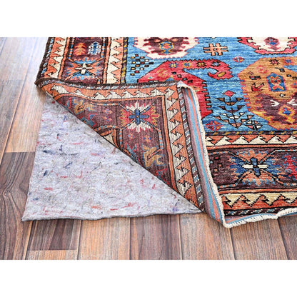 Kazak Wool Hand Knotted Rug Blue 4.5x5.10 -O0605
