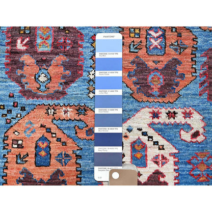 Kazak Wool Hand Knotted Rug Blue 4.5x5.10 -O0605
