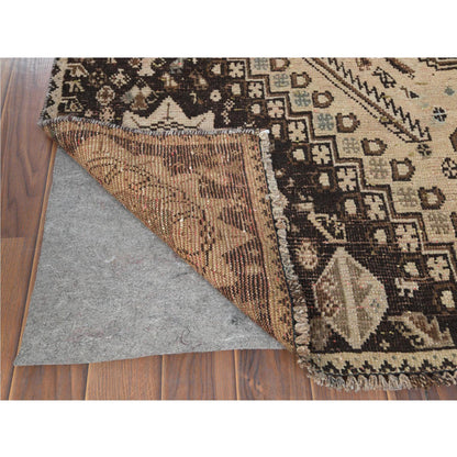 Overdyed & Vintage Worn Wool Hand Knotted Rug Beige No Border 4.9X7.3 -O060609