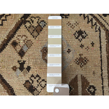 Overdyed & Vintage Worn Wool Hand Knotted Rug Beige No Border 4.9X7.3 -O060609