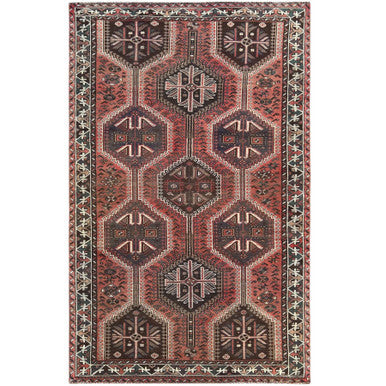 Overdyed & Vintage Worn Wool Hand Knotted Rug Red Brown 4.9X7.8 -O060615