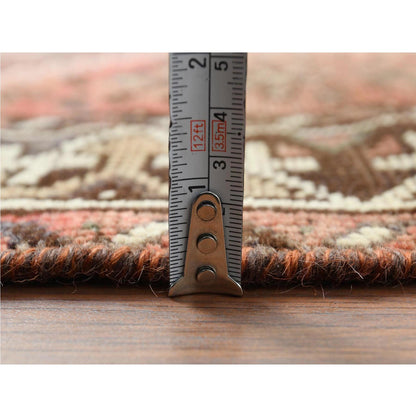 Overdyed & Vintage Worn Wool Hand Knotted Rug Red Brown 4.9X7.8 -O060615