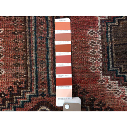 Overdyed & Vintage Worn Wool Hand Knotted Rug Red Ivory 5.3X7.10 -O060617