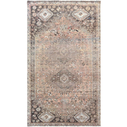 Overdyed & Vintage Worn Wool Hand Knotted Rug Brown Brown 4.8X7.10 -O060622