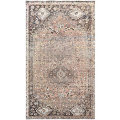 Overdyed & Vintage Worn Wool Hand Knotted Rug Brown Brown 4.8X7.10 -O060622