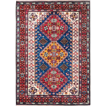 Kazak Wool Hand Knotted Rug Blue 4.1x5.9 -O0606