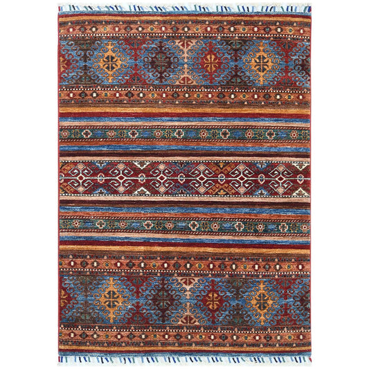 Kazak Wool Hand Knotted Rug Red No Border 3.5X5.0 -O060834