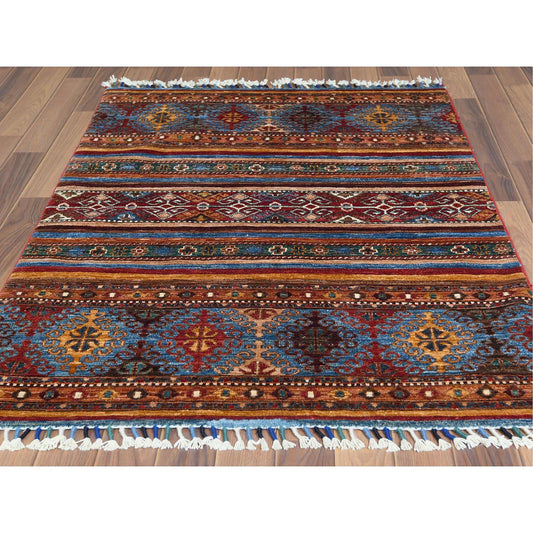 Kazak Wool Hand Knotted Rug Red No Border 3.5X5.0 -O060834