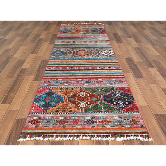 Kazak Wool Hand Knotted Rug Multicolored No Border 2.9X9.8 -O060842