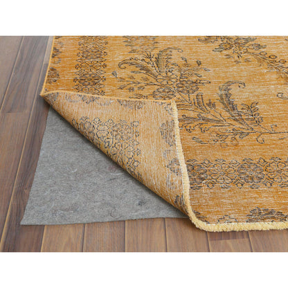 Overdyed & Vintage Worn Wool Hand Knotted Rug Orange Orange 6.1X9.6 -O060907