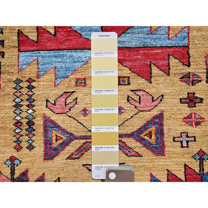 Kazak Wool Hand Knotted Rug Yellow 4.6x5.2 -O0609