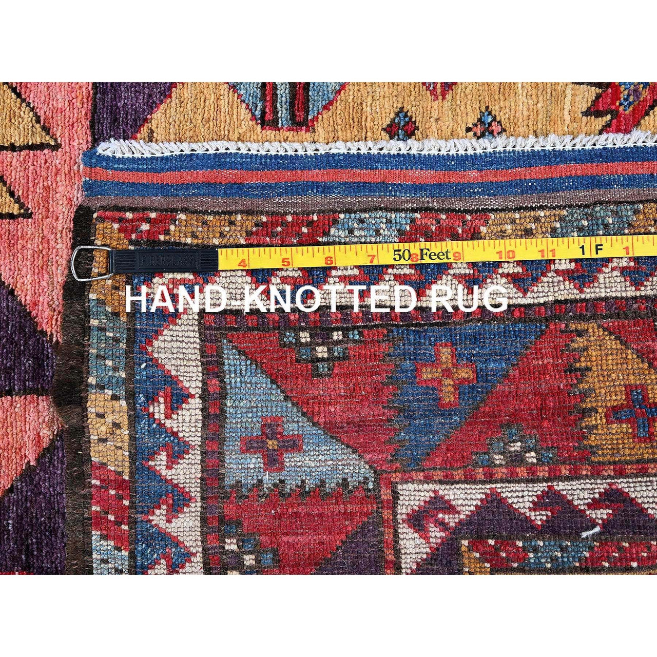 Kazak Wool Hand Knotted Rug Yellow 4.6x5.2 -O0609