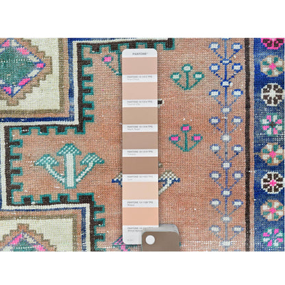 Overdyed & Vintage Worn Wool Hand Knotted Rug Orange Yellow 4.10X9.1 -O061082