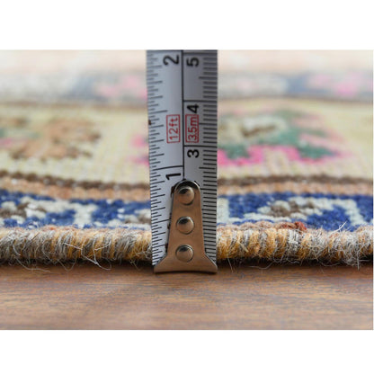 Overdyed & Vintage Worn Wool Hand Knotted Rug Orange Yellow 4.10X9.1 -O061082