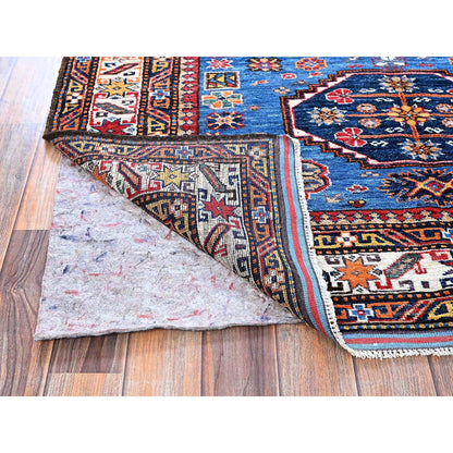 Kazak Wool Hand Knotted Rug Blue 4.3x5.3 -O0610