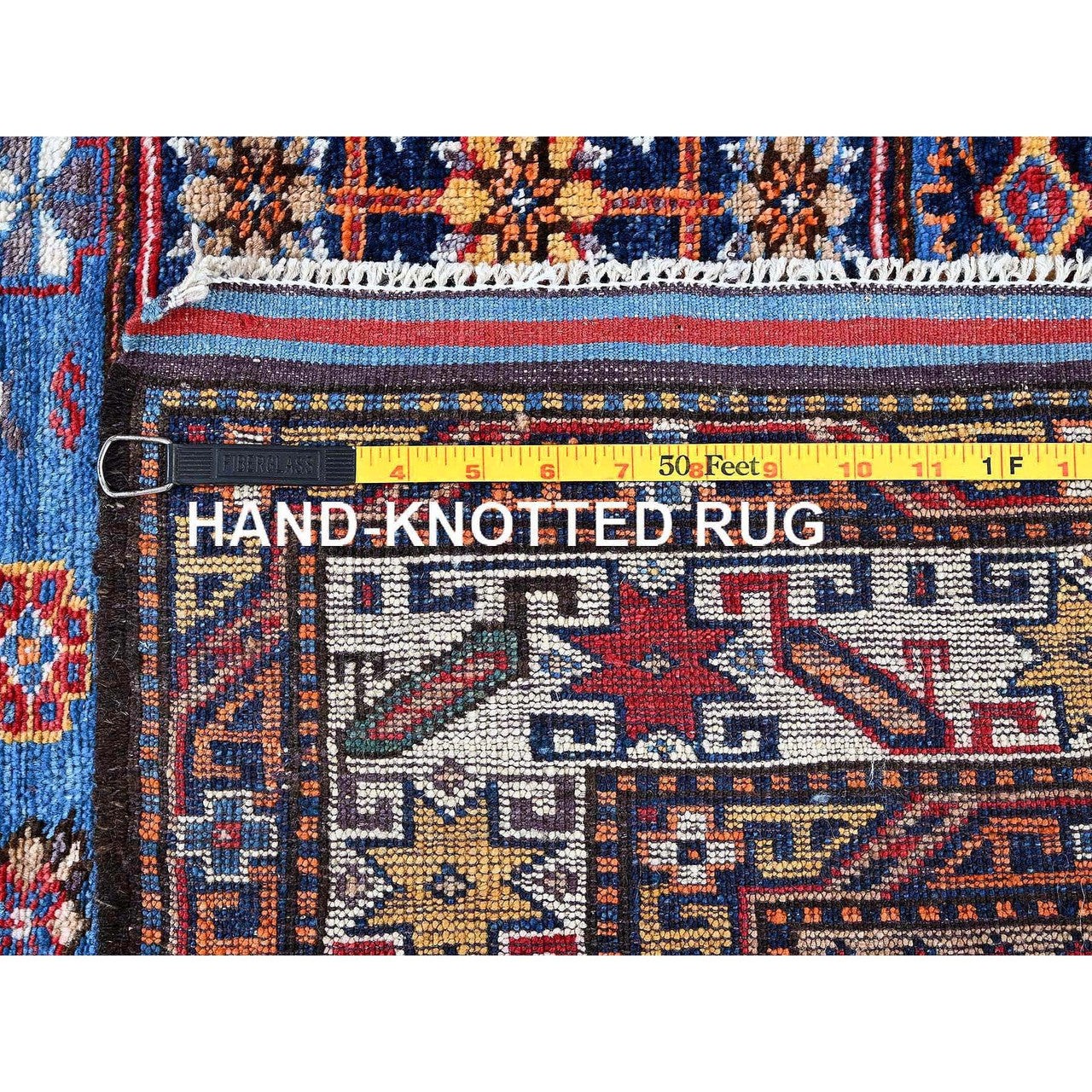 Kazak Wool Hand Knotted Rug Blue 4.3x5.3 -O0610