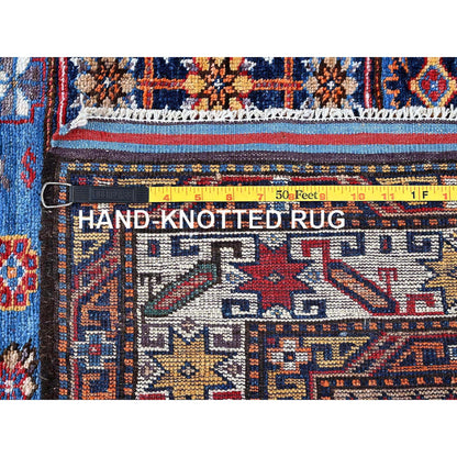 Kazak Wool Hand Knotted Rug Blue 4.3x5.3 -O0610