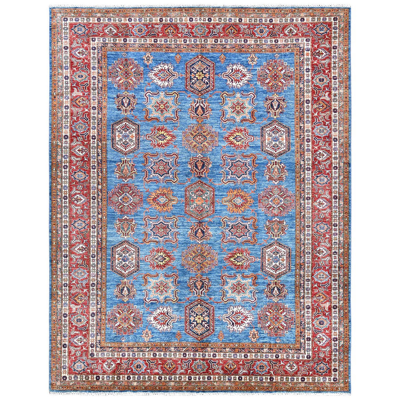 Blue 9'2" x 11'10" Kazak Hand knotted Wool Rug - Sku: O061147