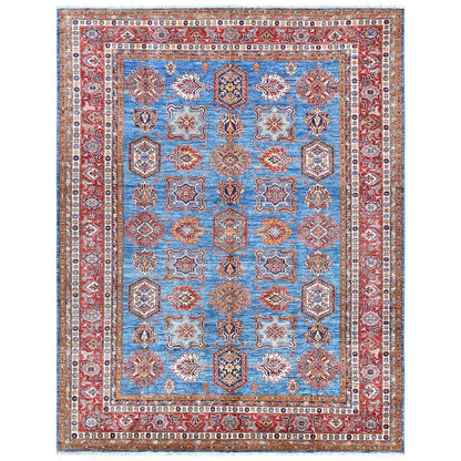 Kazak Wool Hand Knotted Rug Blue Red 9.2X11.10 -O061147