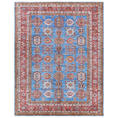 Kazak Wool Hand Knotted Rug Blue Red 9.2X11.10 -O061147