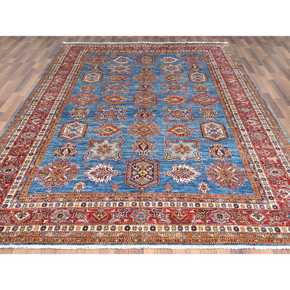 Kazak Wool Hand Knotted Rug Blue Red 9.2X11.10 -O061147