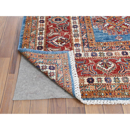 Kazak Wool Hand Knotted Rug Blue Red 9.2X11.10 -O061147