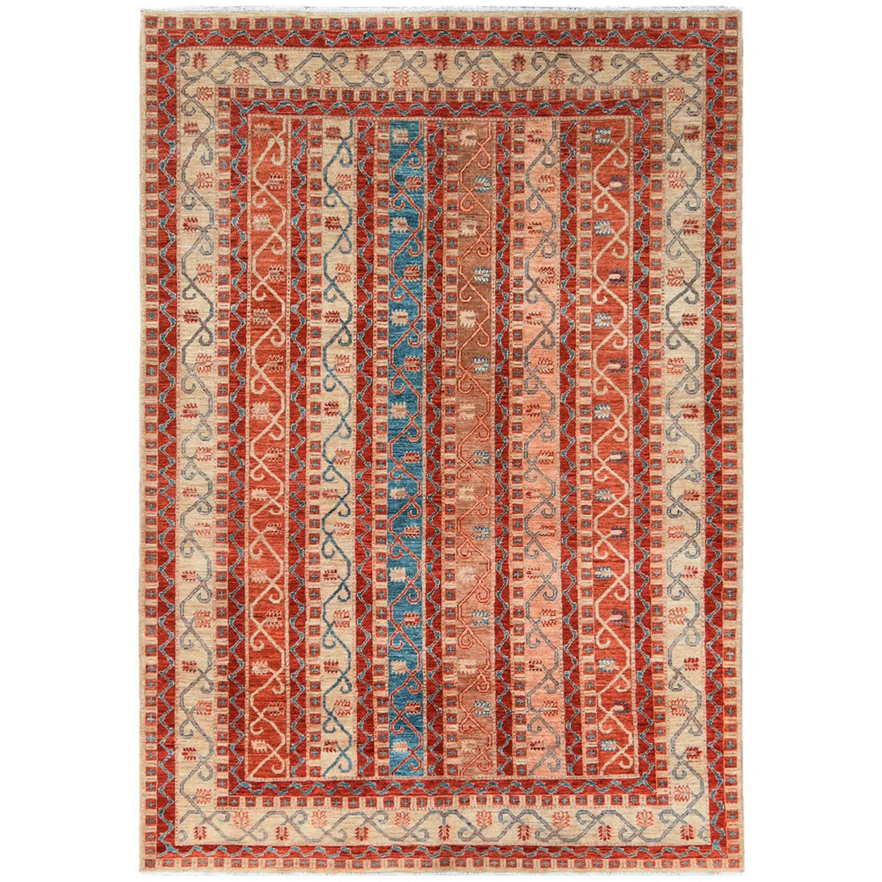 Red 6'2" x 8'8" Kazak Hand knotted Wool Rug - Sku: O061156