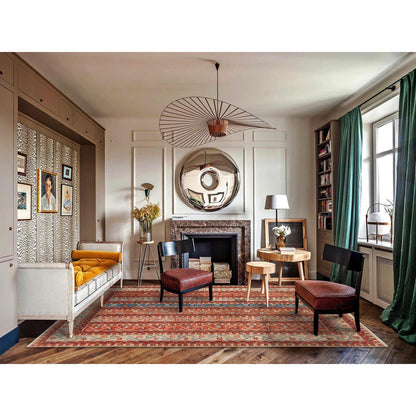 Kazak Wool Hand Knotted Rug Red Beige 6.2X8.8 -O061156