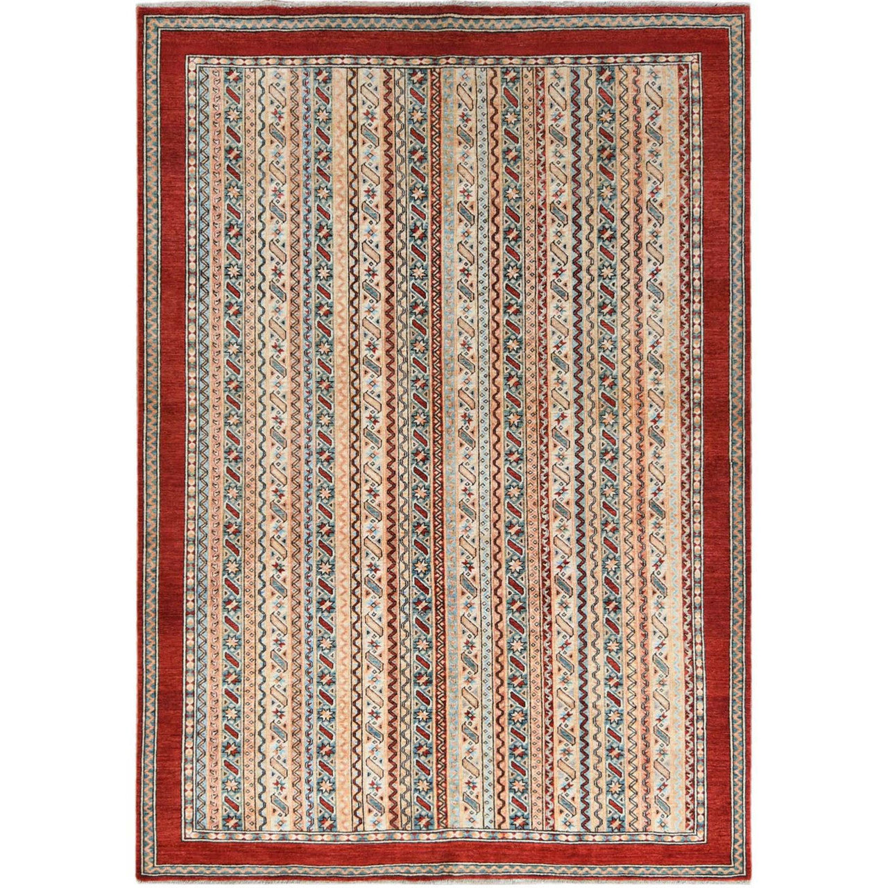 Brown 6'5" x 9'1" Kazak Hand knotted Wool Rug - Sku: O061158