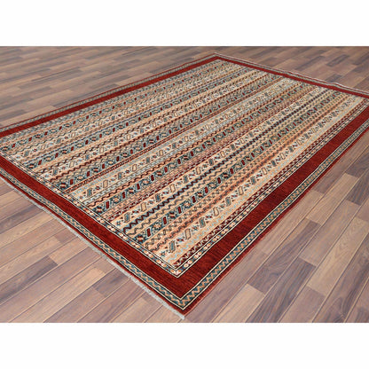 Kazak Wool Hand Knotted Rug Brown Red 6.5X9.1 -O061158